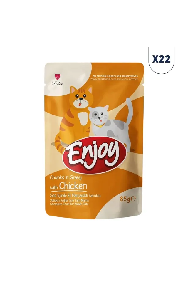 Sos İçinde Et Parçacıklı Tavuklu Yetişkin Kedi Konservesi 85 gr 22'li