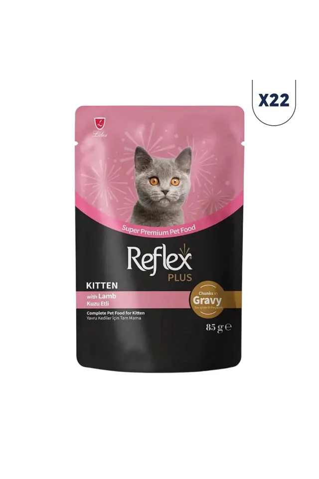 Plus Sos İçinde Parça Kuzu Etli Yavru Kedi Pouch 85 gr 22'li