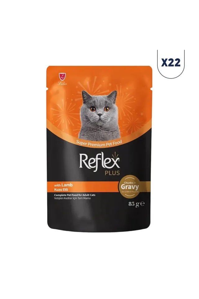 Plus Sos İçinde Parça Kuzu Etli Yetişkin Kedi Pouch 85 gr 22'li