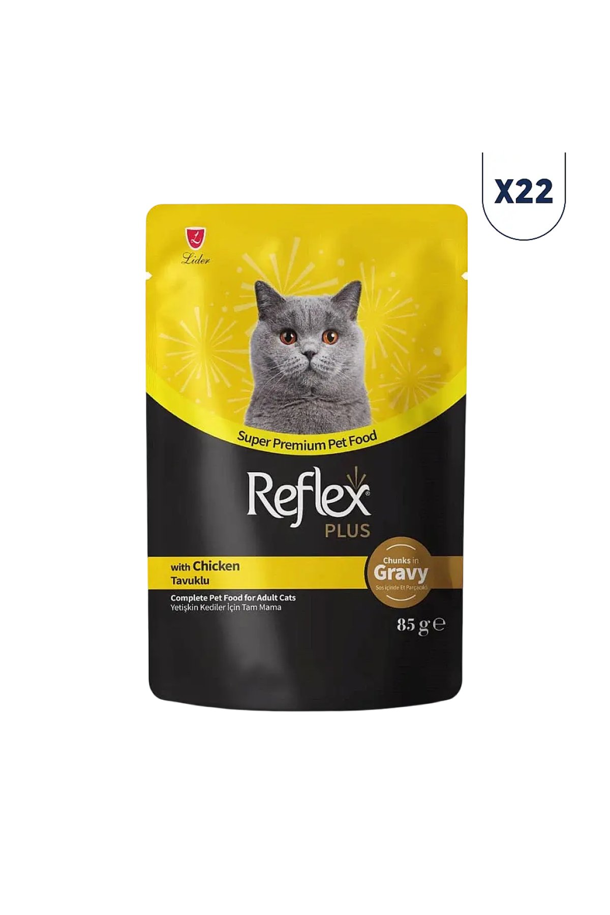 Plus Sos İçinde Parça Tavuk Etli Yetişkin Kedi Pouch 85 gr 22'li