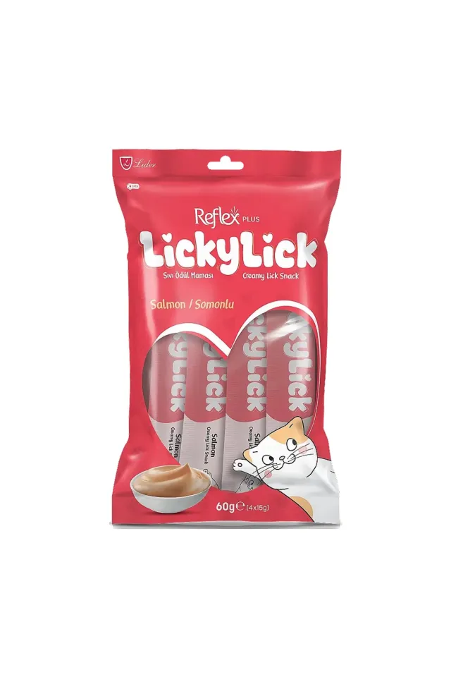 Plus LickyLick Somonlu Sıvı Kedi Ödül Maması 15 gr 4'lü