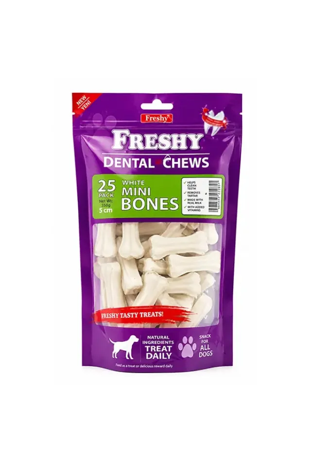 Dental Chews White Dental Mini Sütlü Pres Köpek Ödül Kemiği 250gr 25li