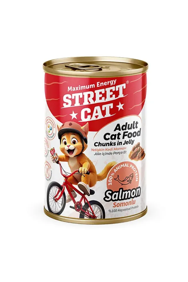Parça Etli Jöleli Somon Balıklı Konserve Yetişkin Kedi Maması 400gr