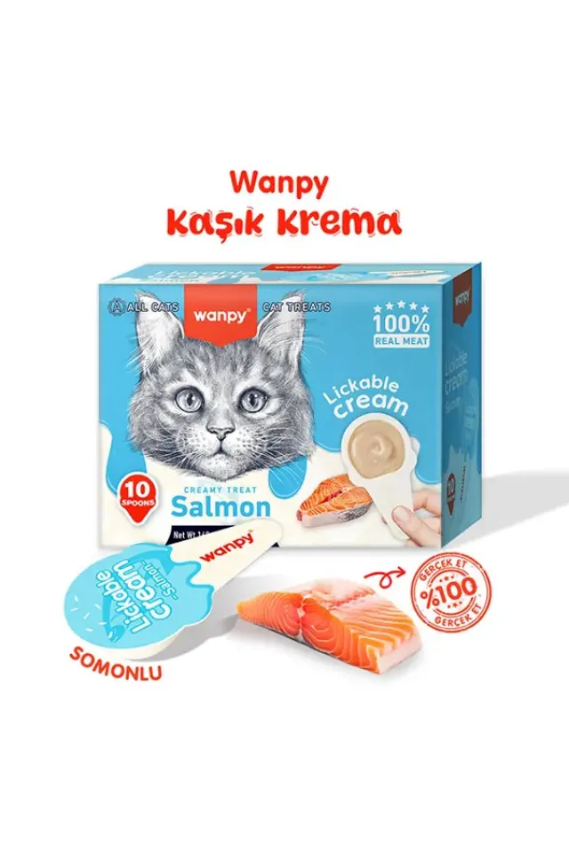 Somon Balıklı Kaşıklı Krema Kedi Ödül Kreması 10x16gr