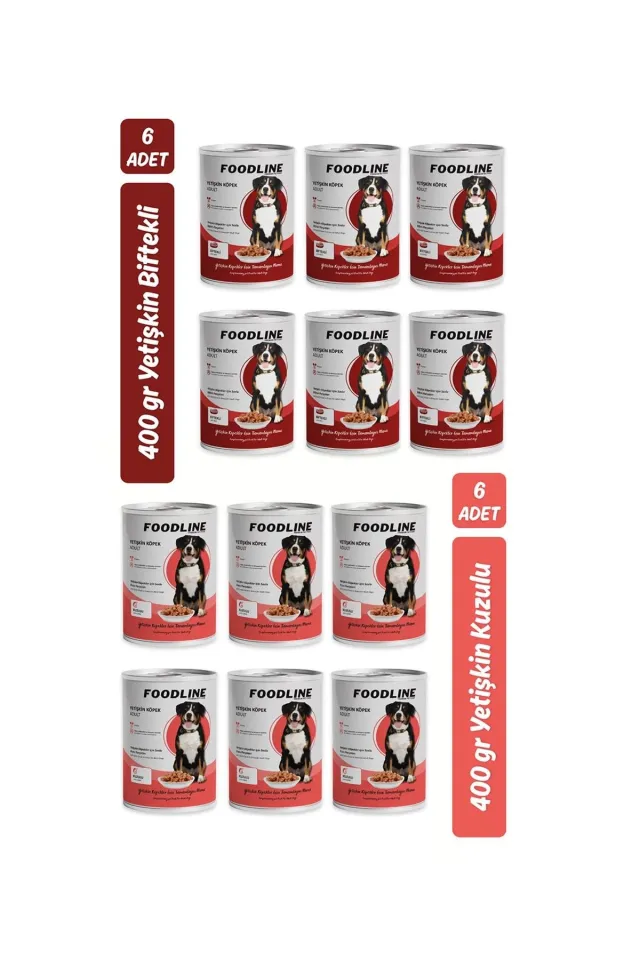 Karışık 2 çeşit Yetişkin Köpek Konservesi 400 Gr x 12 Adet