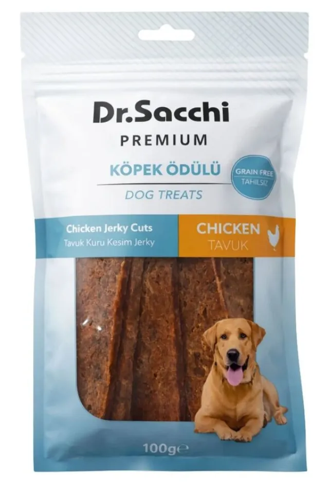 Premium Tavuk Kuru Kesim Jerky Tahılsız Köpek Ödülü 100gr