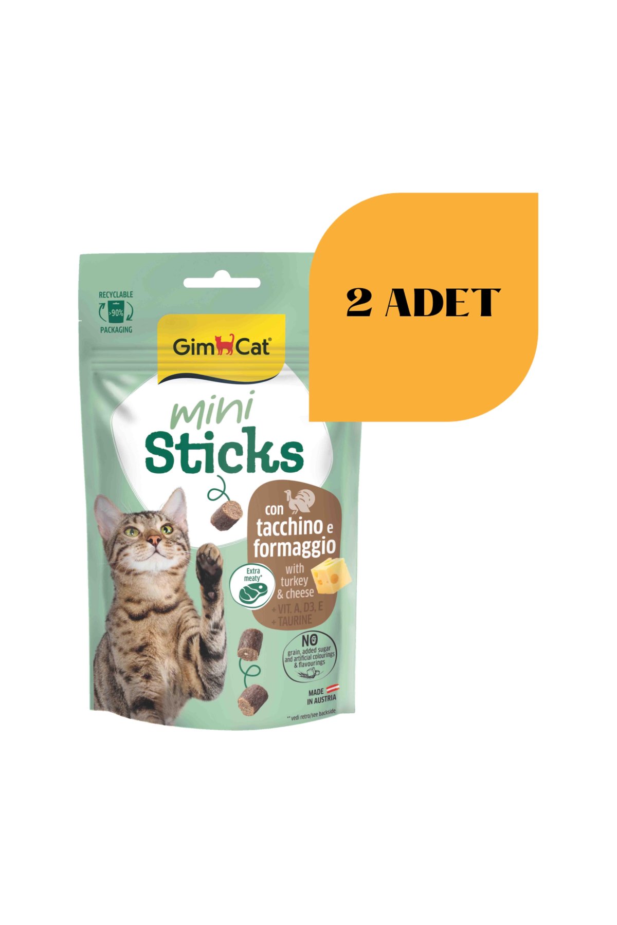 Mini Sticks Hindili Peynirli Kedi Ödülü 50 gr (2 Adet)