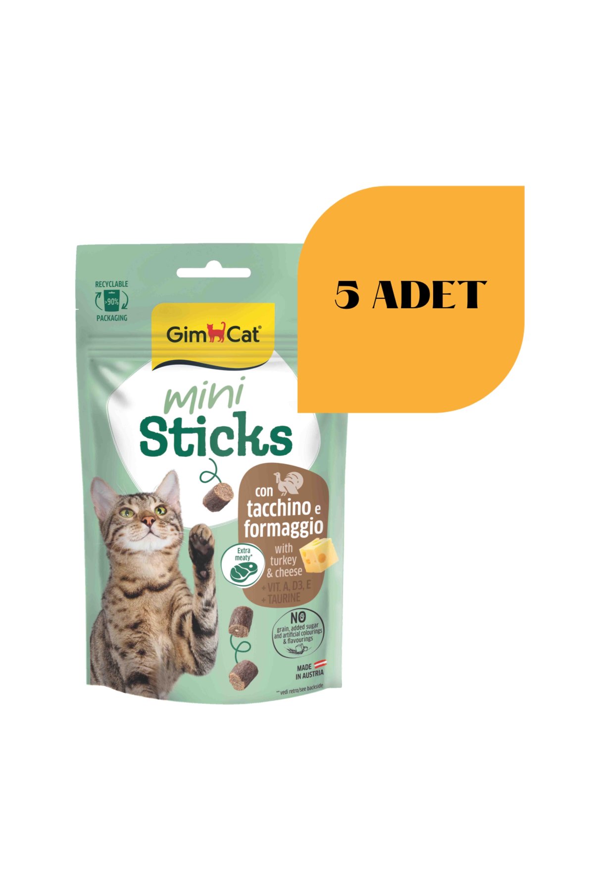 Mini Sticks Hindili Peynirli Kedi Ödülü 50 gr (5 Adet)