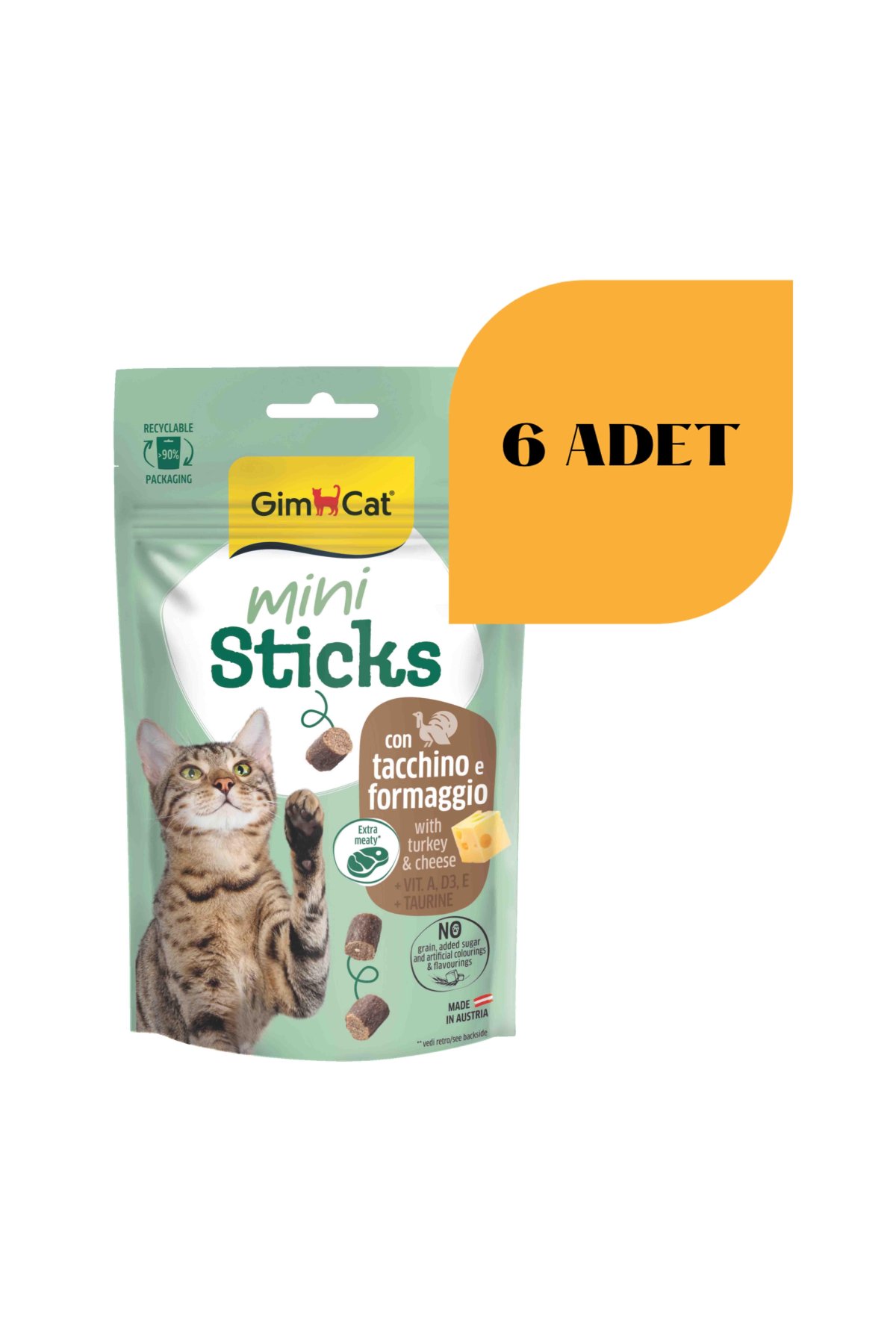 Mini Sticks Hindili Peynirli Kedi Ödülü 50 gr (6 Adet)