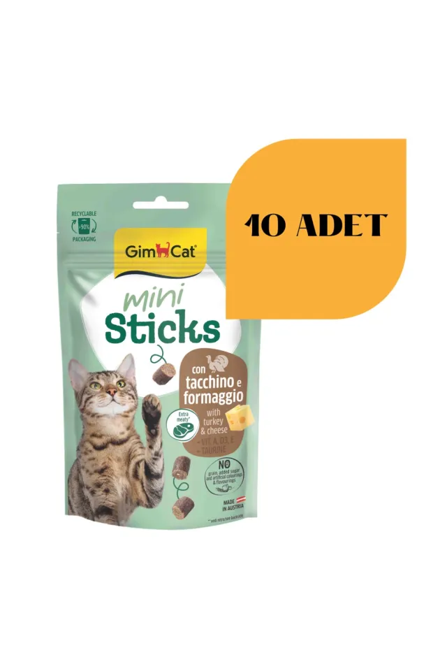 Mini Sticks Hindili Peynirli Kedi Ödülü 50 gr (10 Adet)