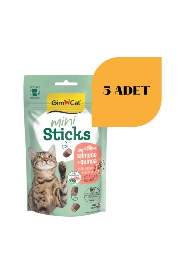 Mini Sticks Somonlu Kinoalı Kedi Ödülü 50 gr (5 Adet)