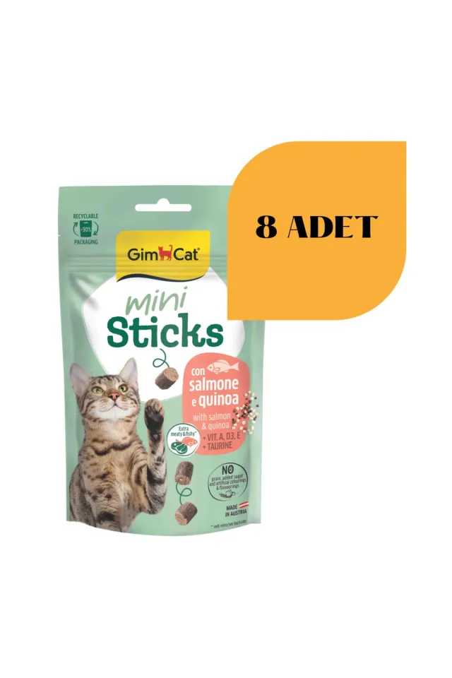 Mini Sticks Somonlu Kinoalı Kedi Ödülü 50 gr (8 Adet)