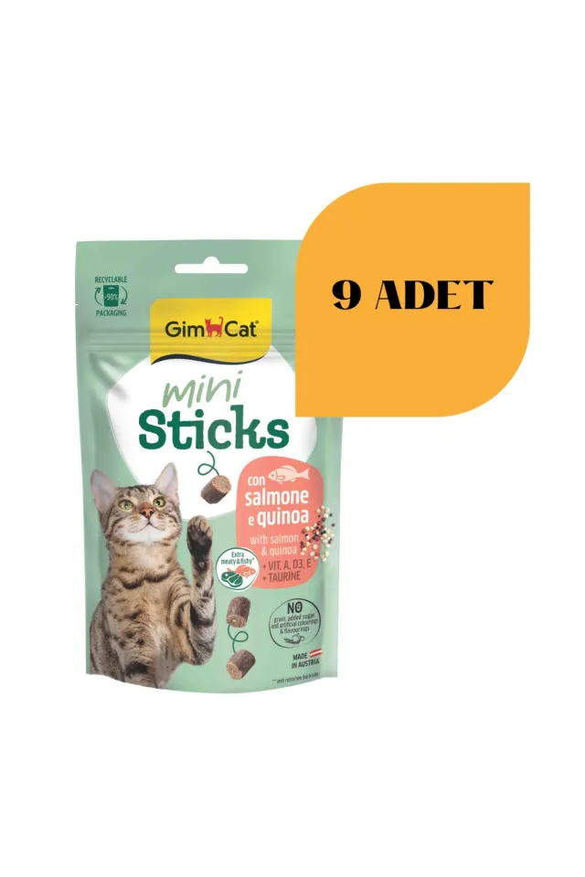 Mini Sticks Somonlu Kinoalı Kedi Ödülü 50 gr (9 Adet)
