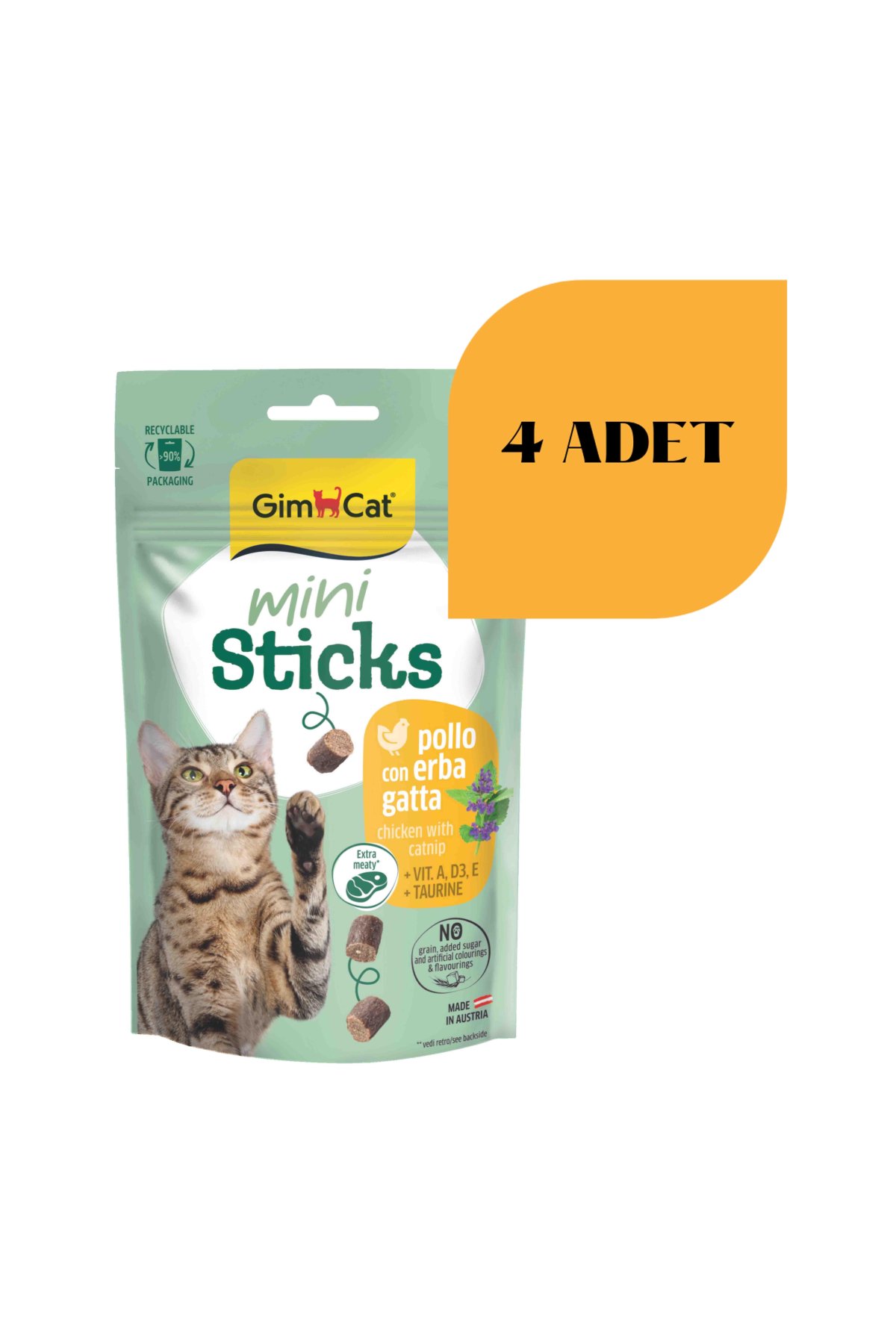 Mini Sticks Catnipli Tavuklu Kedi Ödülü 50 gr (4 Adet)