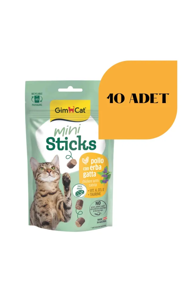 Mini Sticks Catnipli Tavuklu Kedi Ödülü 50 gr (10 Adet)