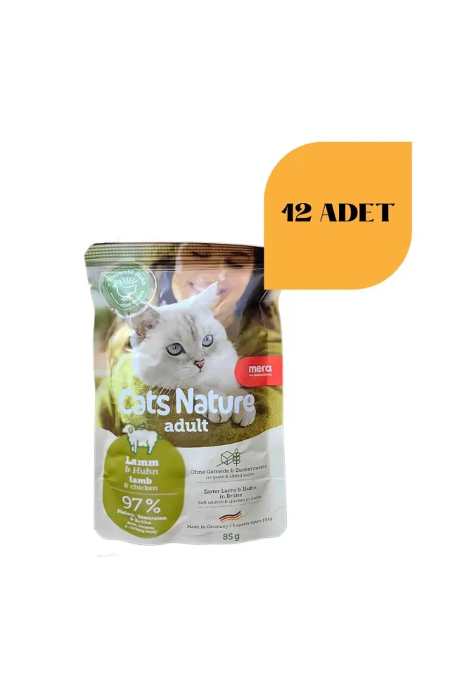 Cats Nature Pouch Tahılsız Kuzulu Yetişkin Kedi Konservesi 85 gr (12 Adet)