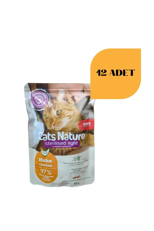 Cats Nature Pouch Tahılsız Tavuklu Kısırlaştırılmış Kedi Konservesi 85 gr (12 Adet)