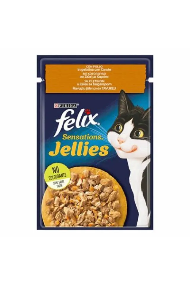 Pouch Sensations Jellies Tavuklu ve Havuçlu Yetişkin Kedi Konservesi 12 Adet 85 Gr