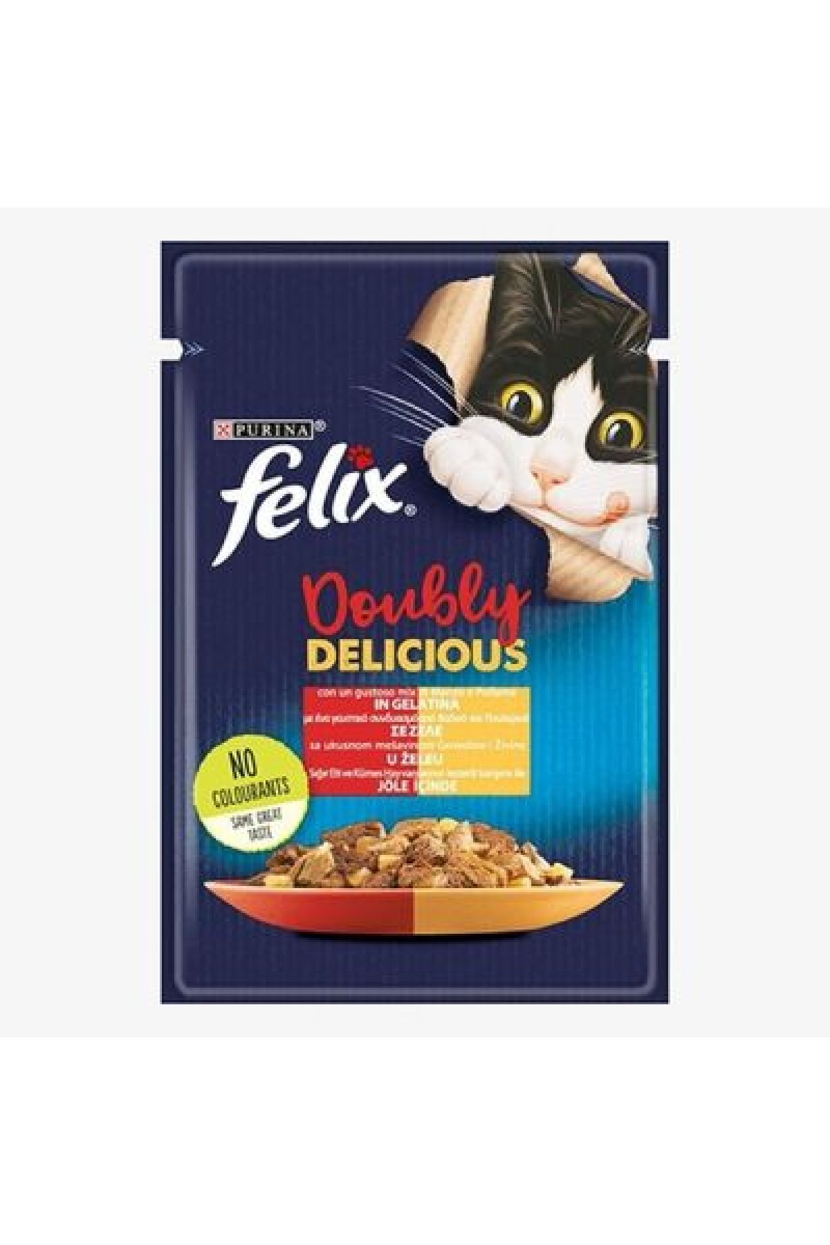 Pouch Çifte Lezzet Sığır Etli ve Tavuklu Yetişkin Kedi Konservesi 6 Adet 85 Gr