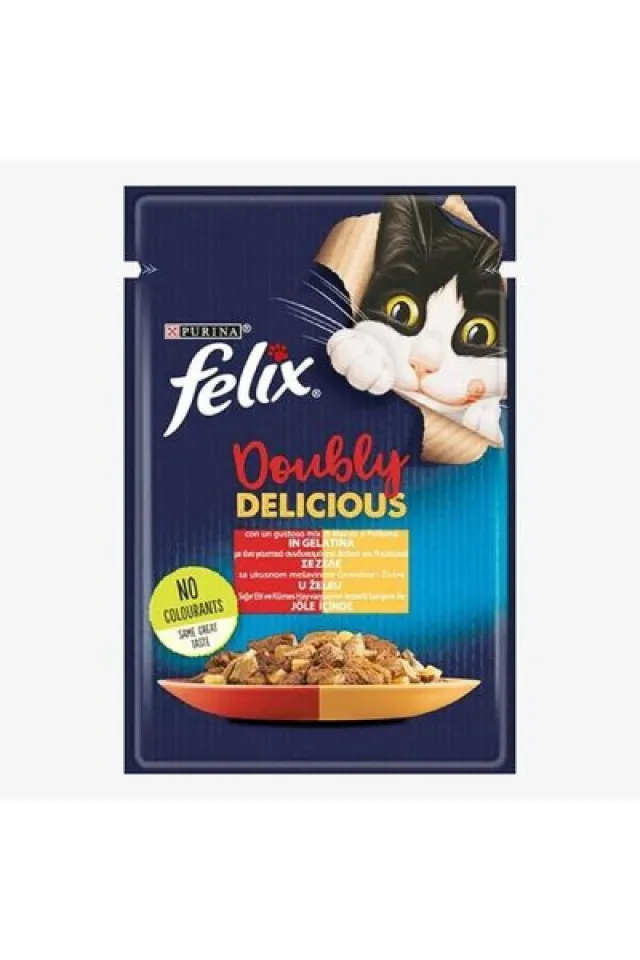 Pouch Çifte Lezzet Sığır Etli ve Tavuklu Yetişkin Kedi Konservesi 6 Adet 85 Gr