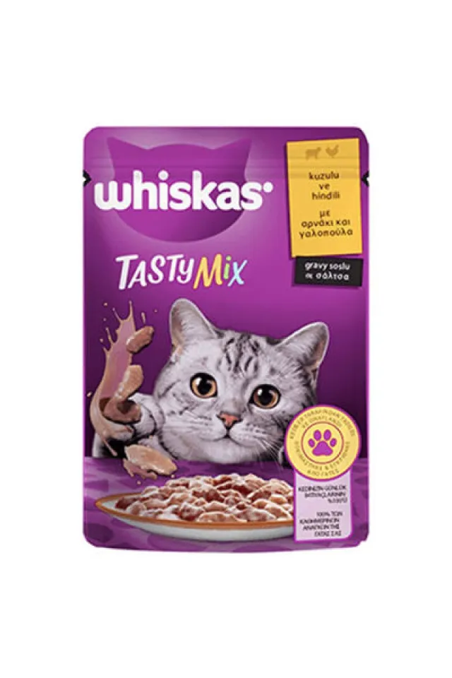 Pouch Tastymix Sos İçinde Kuzulu ve Hindili Yetişkin Kedi Konservesi 28 Adet 85 Gr