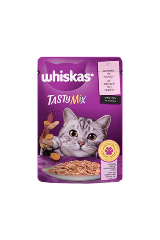 Pouch Tastymix Sos İçinde Somonlu ve Havuçlu Yetişkin Kedi Konservesi 12 Adet 85 Gr