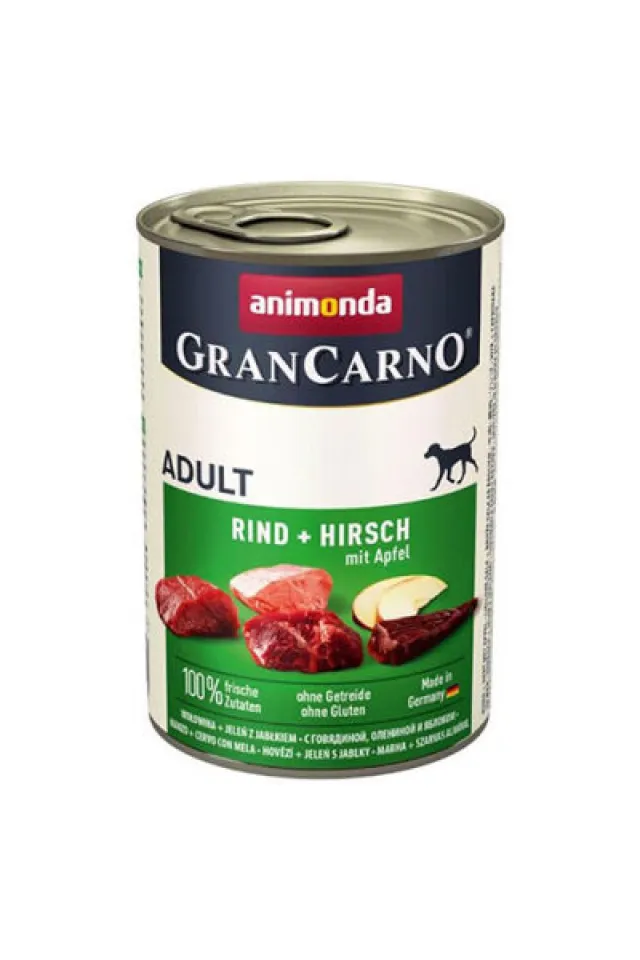 GranCarno Sığır Etli Elmalı ve Geyik Etli Yetişkin Köpek Konservesi 6 Adet 400 Gr