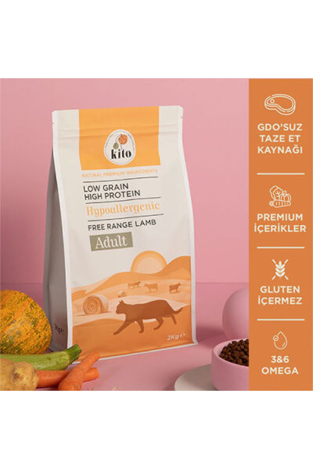 Doğal Besi Kuzu Etli Yetişkin Kedi Maması 2 Kg