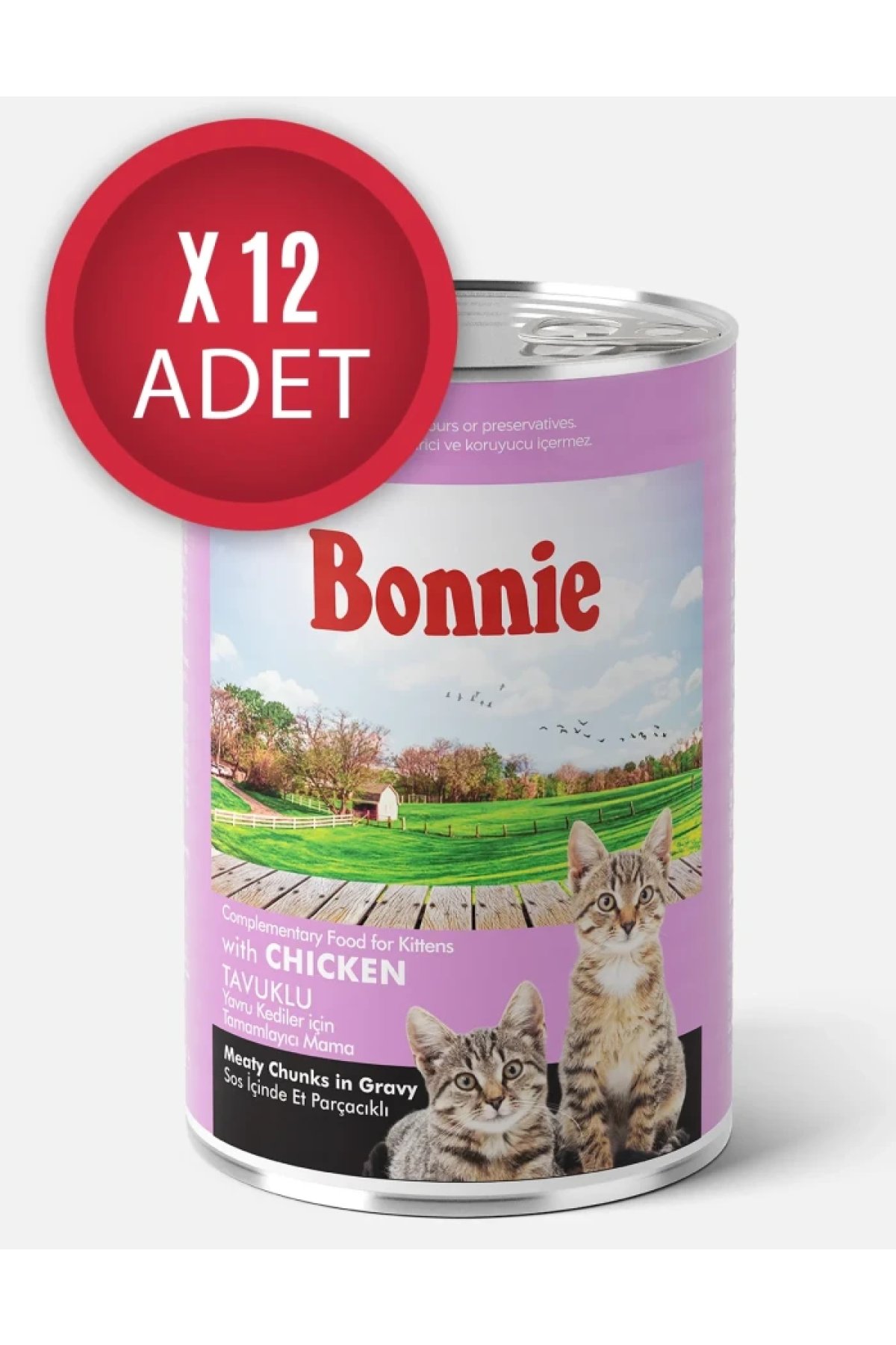 Tavuklu Sos İçinde Et Parçacıklı Yavru Kedi Konservesi 400g x 12 Adet