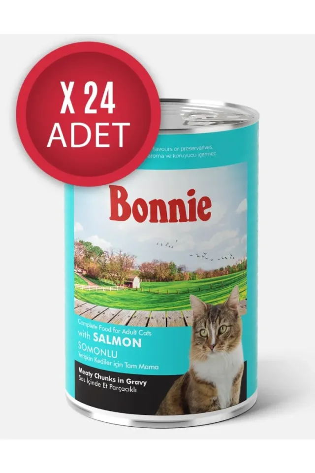 Somonlu Sos İçinde Et Parçacıklı Kedi Konservesi 400g x 24 Adet