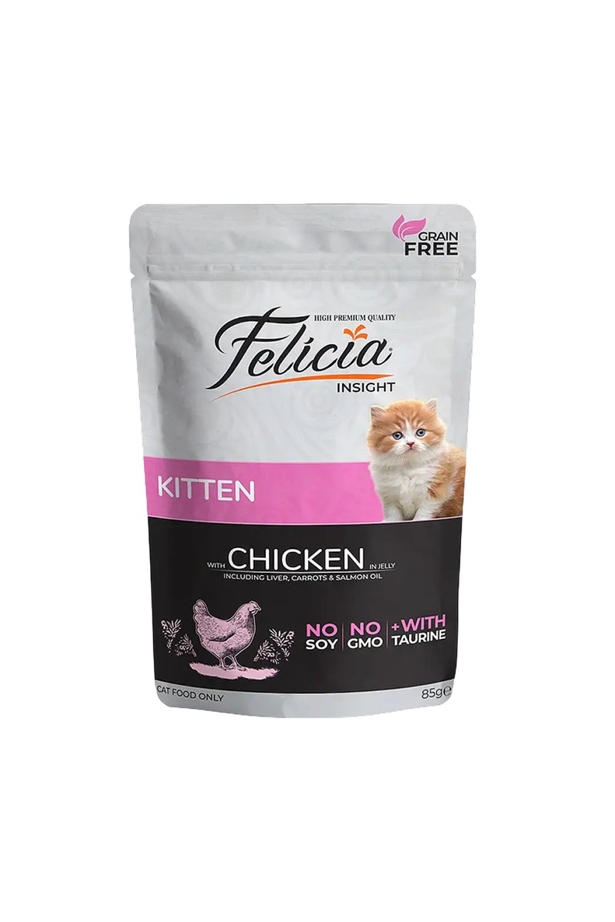 Jöle İçinde Tavuklu Taurinli Tahılsız Yavru Kedi Konservesi 85 gr