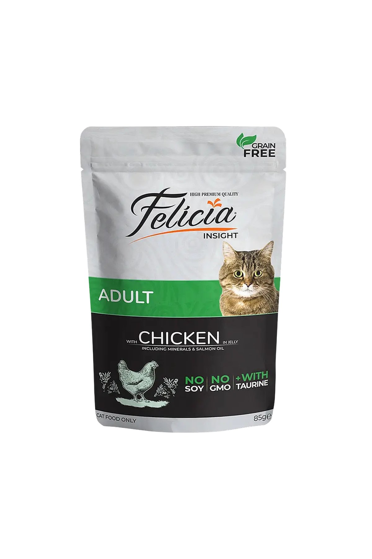 Jöle İçinde Tavuklu Taurinli Tahılsız Yetişkin Kedi Konservesi 85 gr