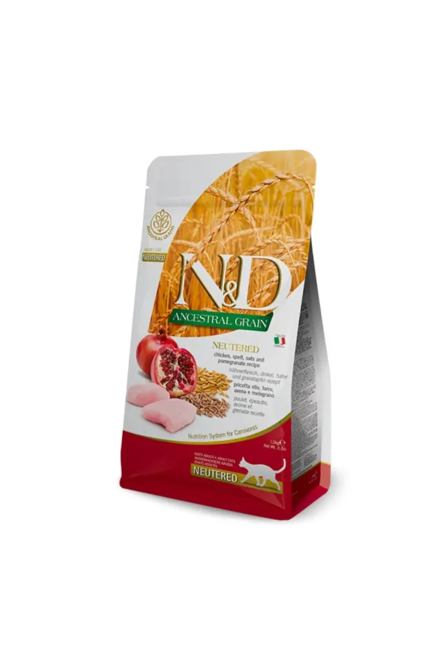 Ancestral Grain Düşük Tahıllı Tavuklu, Ata Tahıllı ve Narlı Kısırlaştırılmış Yetişkin Kedi Maması 10 kg