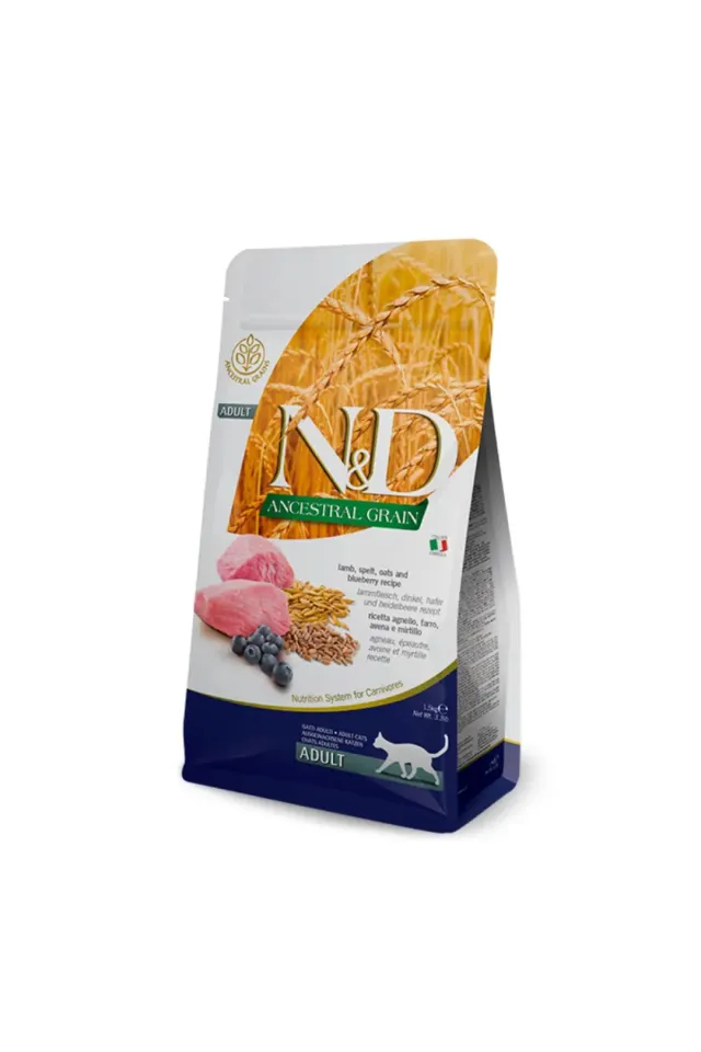 Ancestral Grain Düşük Tahıllı Kuzu Etli, Ata Tahıllı ve Yaban Mersinli Yetişkin Kedi Maması 1,5 kg