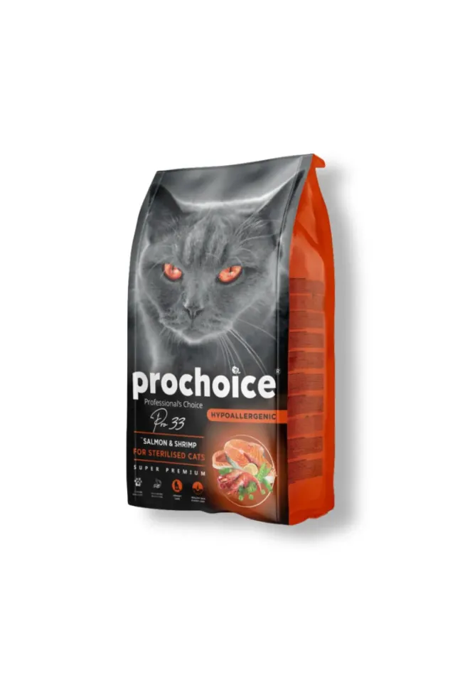 Pro 33 Hipoalerjenik Düşük Tahıllı Somonlu ve Karidesli Kısırlaştırılmış Kedi Maması 2 kg
