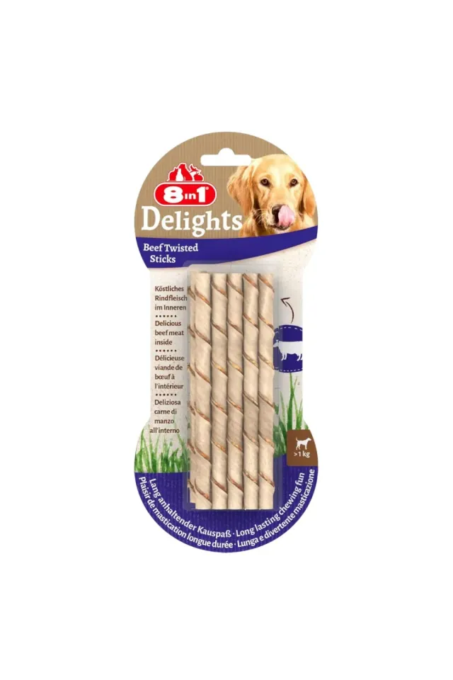 Delights Twisted Sticks 10'lu Biftekli Köpek Ödül Çubuğu 55 gr