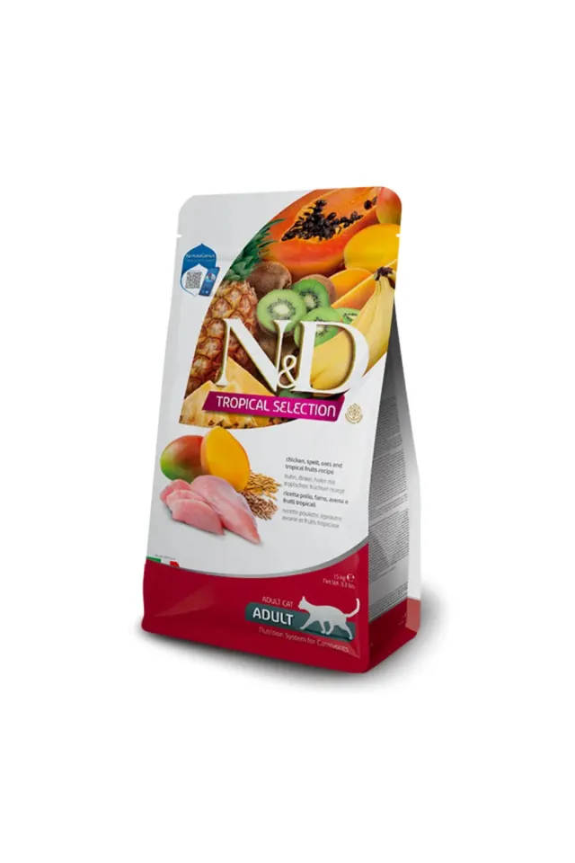 Tropical Selection Tavuklu, Kılçıksız Buğdaylı ve Tropikal Meyveli Yetişkin Kedi Maması 4 kg + 1 kg