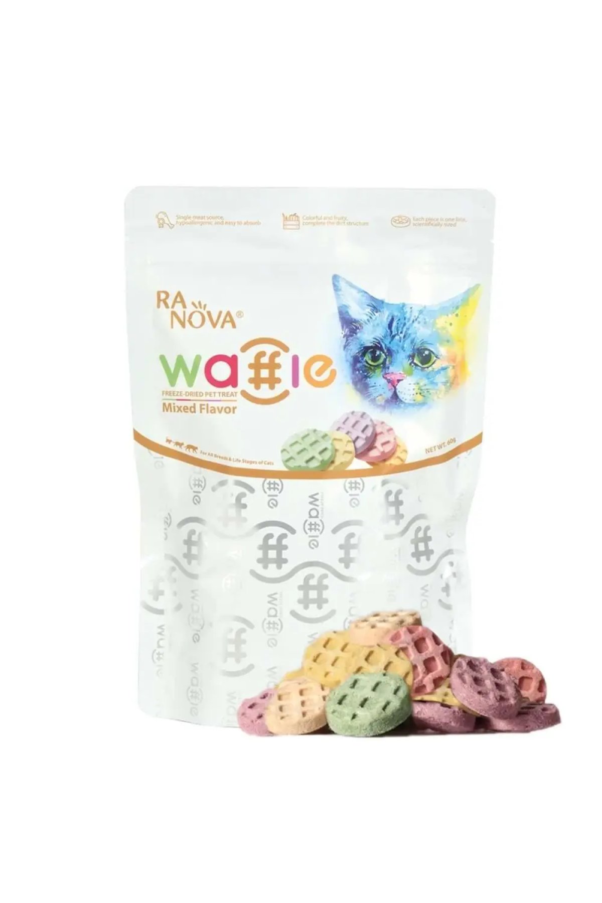 Dondurularak Kurutulmuş Etli Waffle Kedi Ödül Maması 60 gr