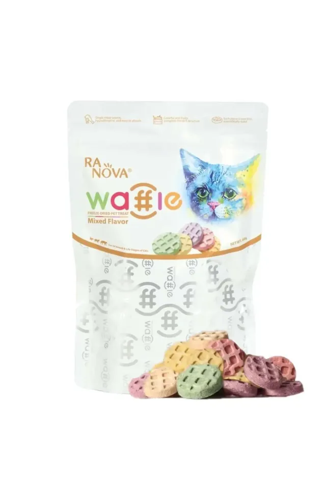 Dondurularak Kurutulmuş Etli Waffle Kedi Ödül Maması 60 gr