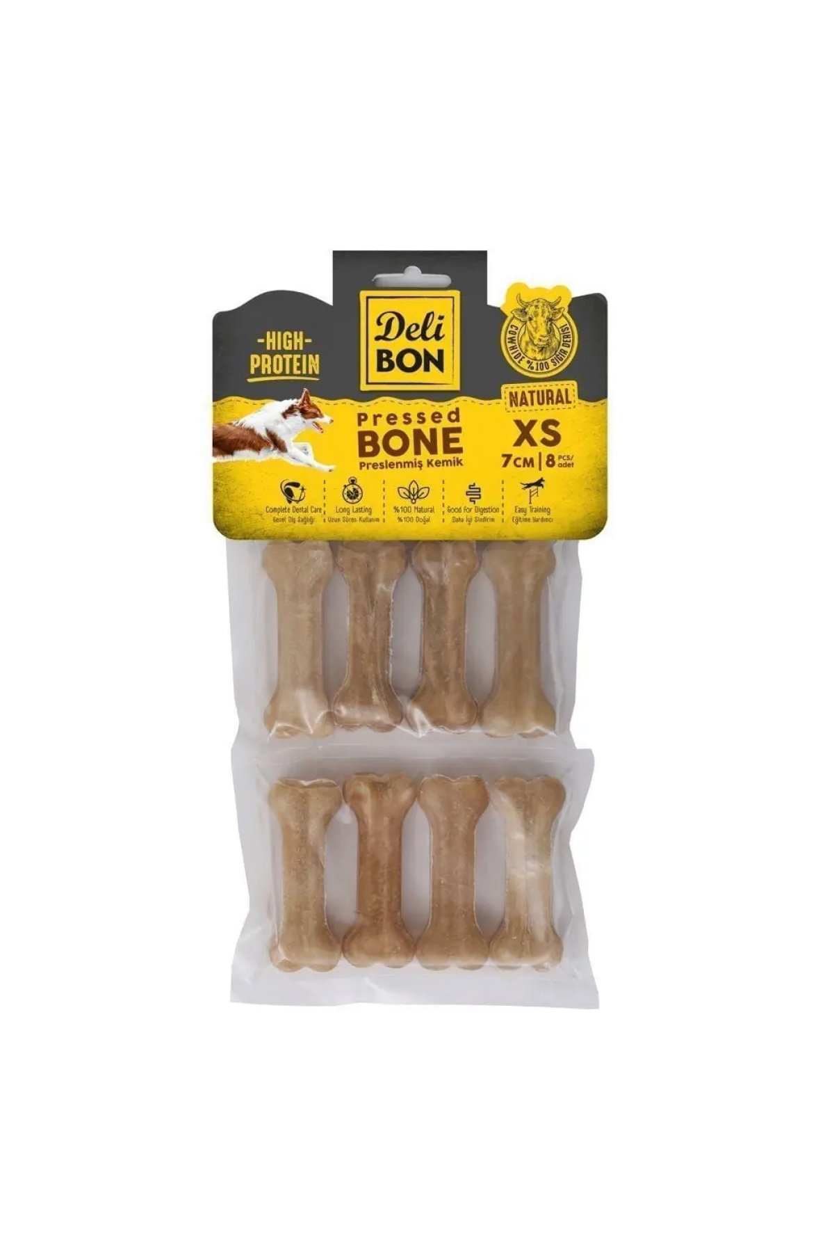 DERİ PRES KEMİK 7CM XS BOY 8Lİ PAKET NATUREL 7CMX8AD.