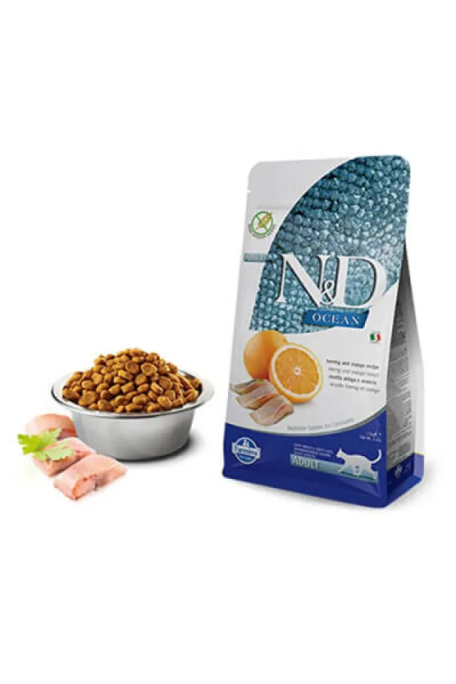Ocean Ringa Balıklı ve Portakallı Tahılsız Yetişkin Kedi Maması 10kg