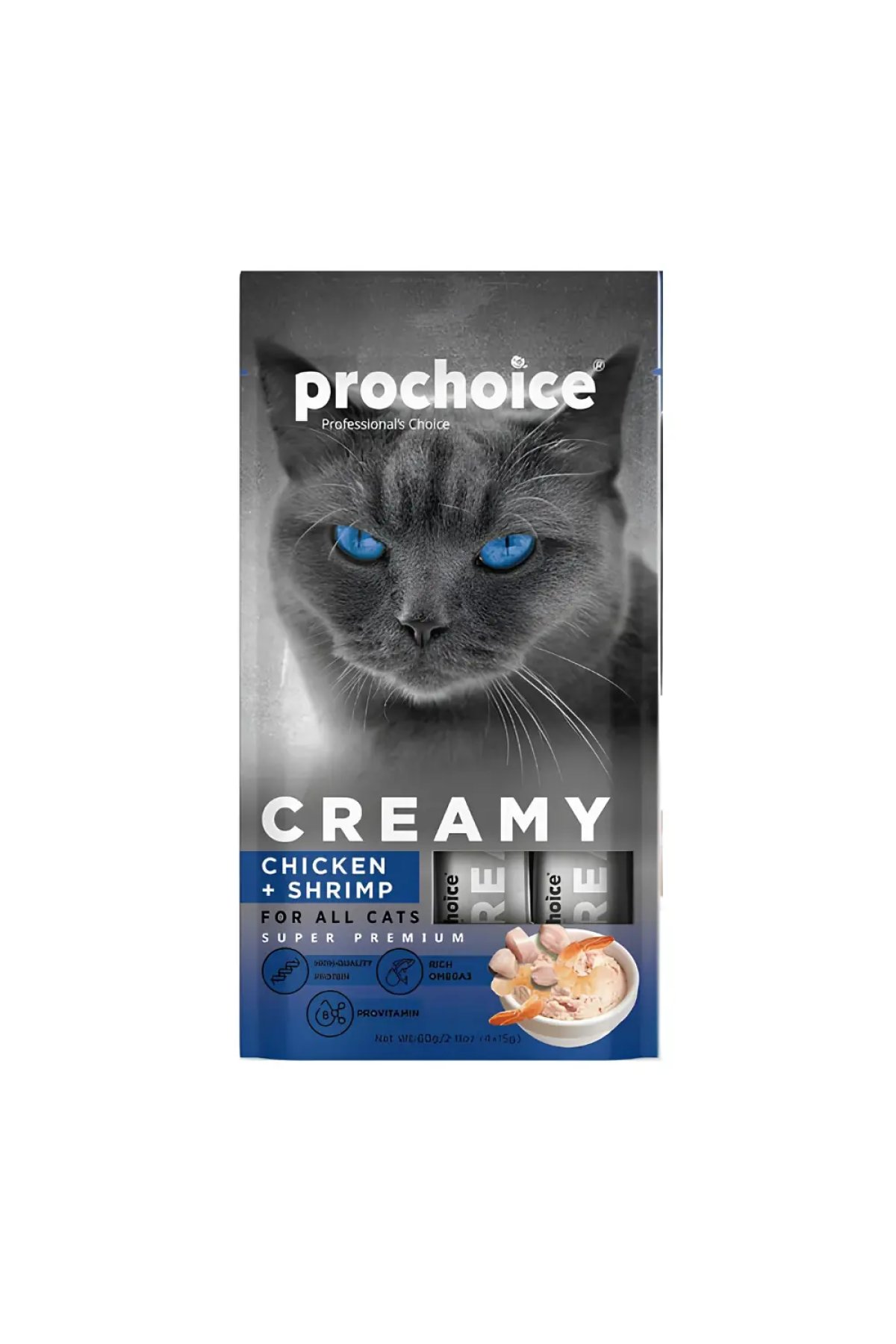 Creamy Tavuklu ve Karidesli Krema Kedi Ödül Maması 4 x 15 gr