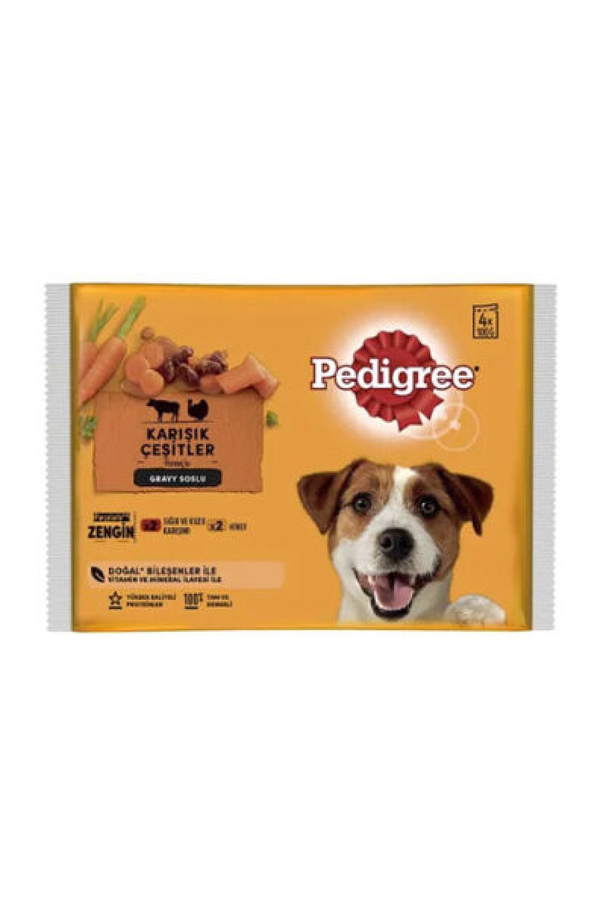 Pouch Sığır Etli Kuzulu ve Hindili Yetişkin Köpek Konservesi 4x100 Gr