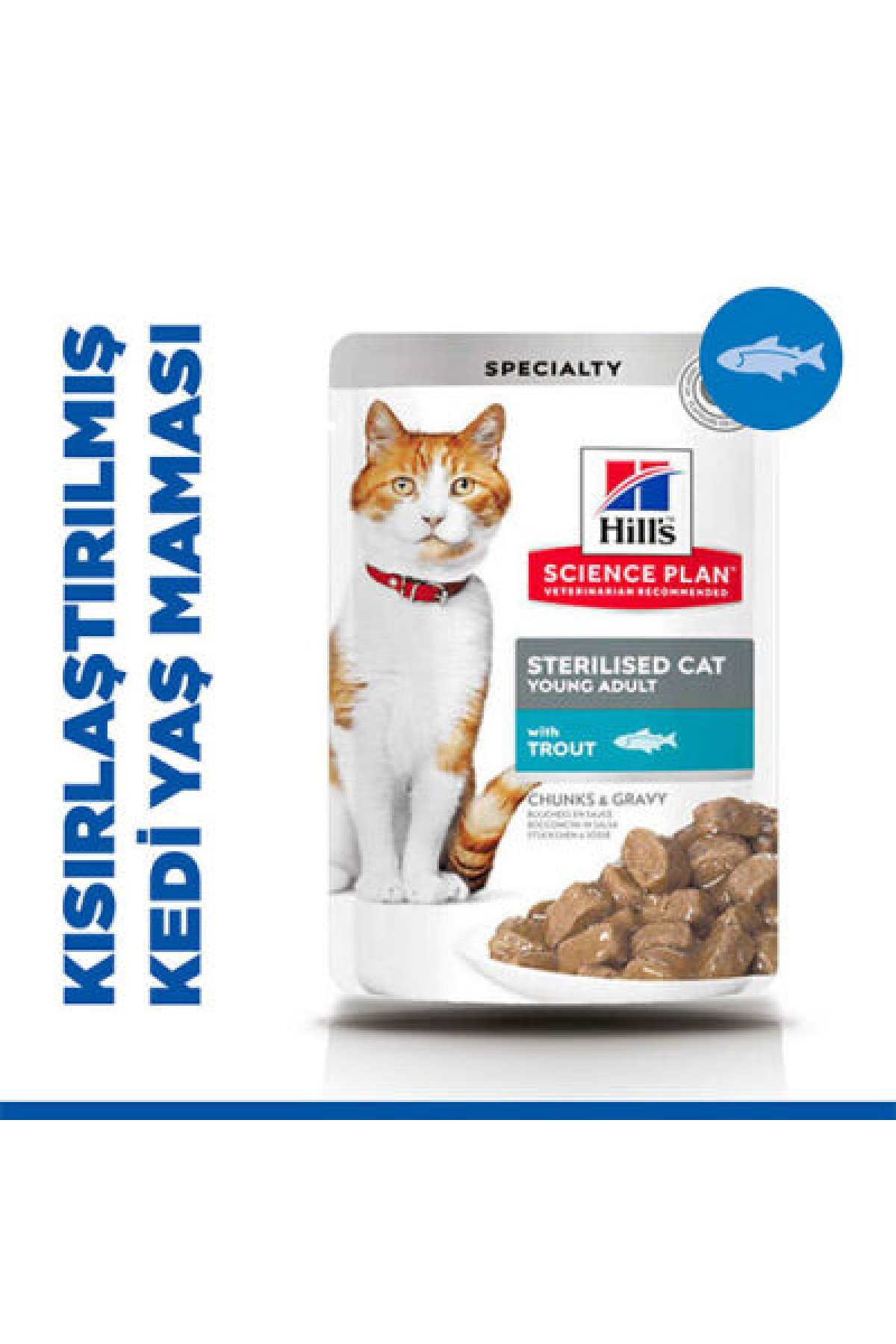 Chunks Gravy Pouch Sterilised Alabalıklı Kısırlaştırılmış Kedi Konservesi 85 Gr