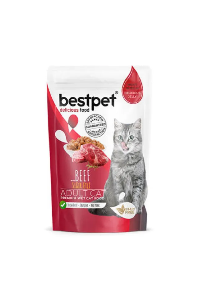 Pouch Sığır Etli Jelly Tahılsız Yetişkin Kedi Konservesi 85 Gr