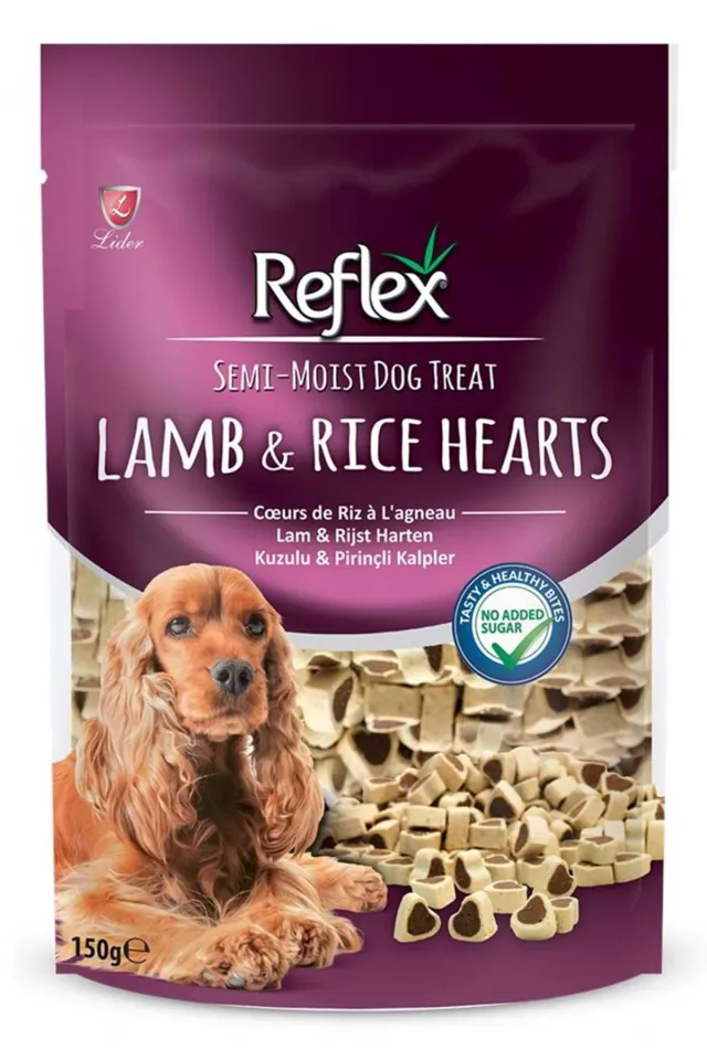 Kuzulu ve Pirinçli Mini Kalpli Yarı Yumuşak Köpek Ödül Maması 150gr