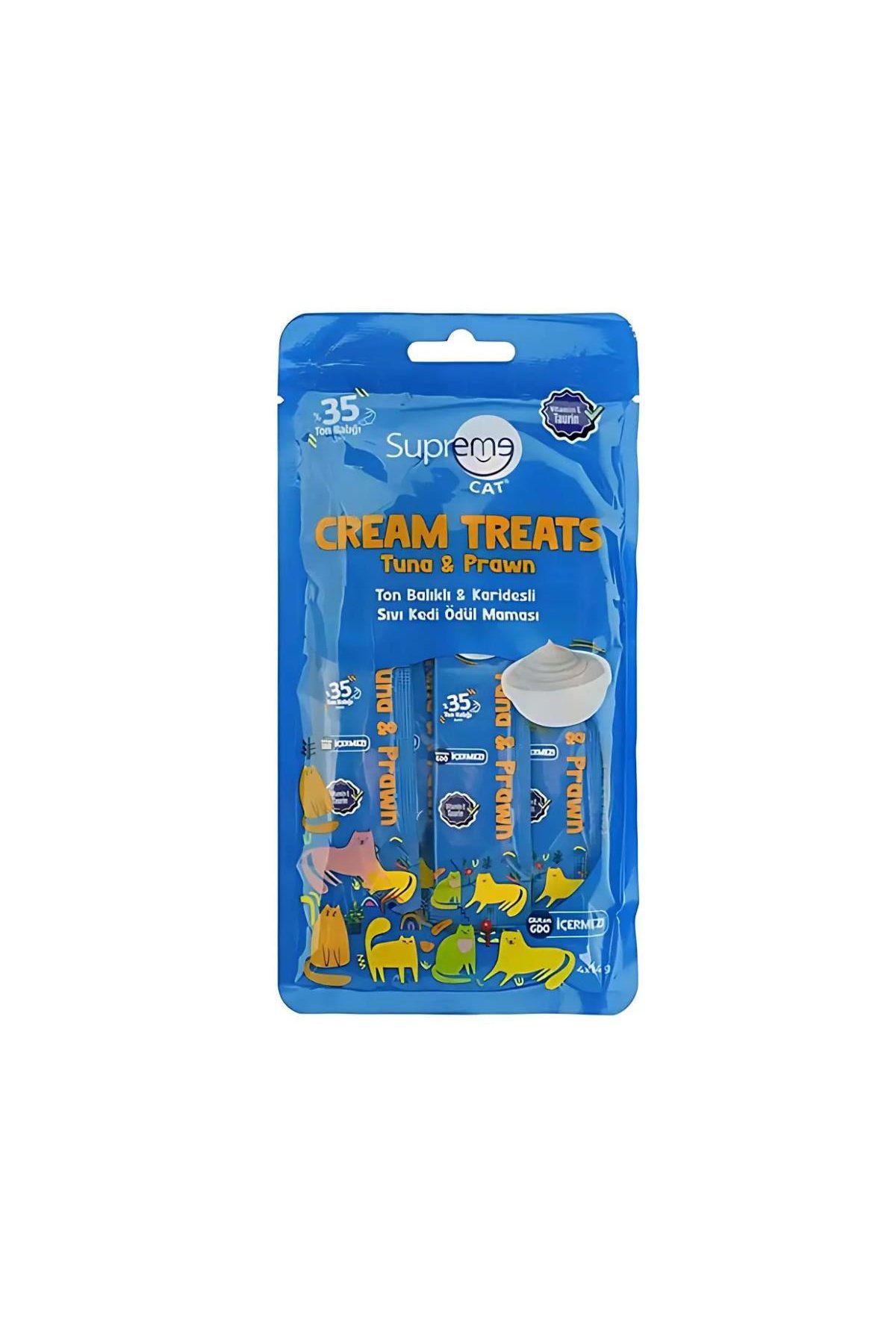 Supreme Cat Ton Balıklı ve Karidesli Krema Kedi Ödülü 4x14gr