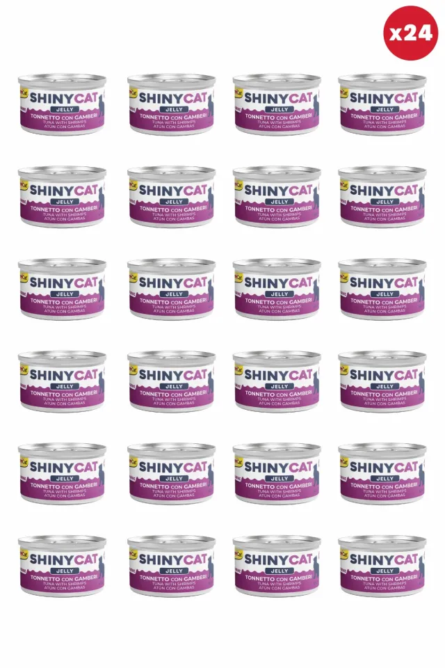 Shinycat Jelly (Jöle içinde) Karidesli Ton Balıklı Kedi Konservesi 70gr x 24 Adet
