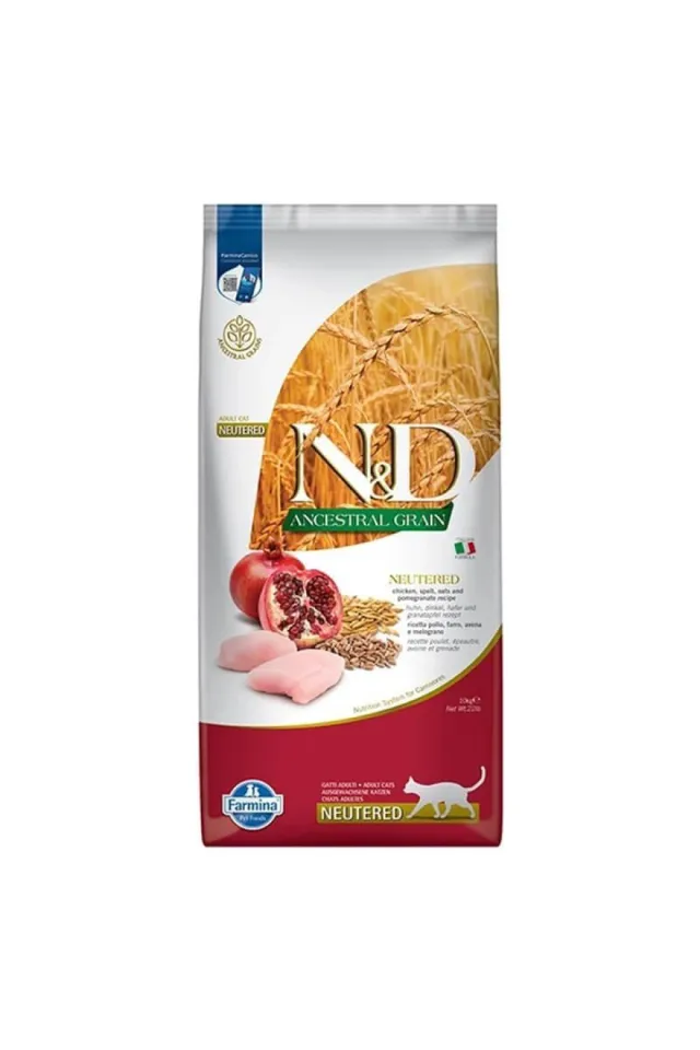 Düşük Tahıllı Tavuklu ve Narlı Kısırlaştırılmış Kedi Maması 10Kg