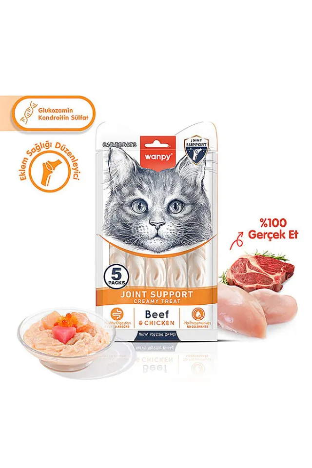 Sığır Etli ve Tavuklu Eklem Desteği Krema Kedi Ödül Maması 14 g (5'li)